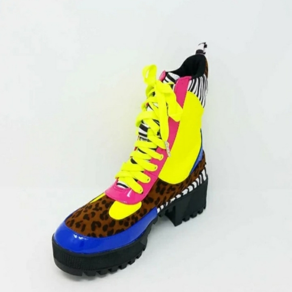Beautiful multicolored combat boots - Picture 3 of 9